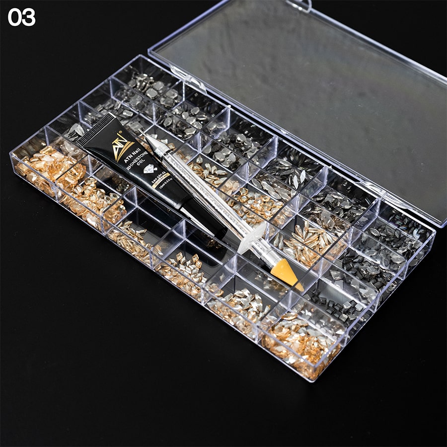 Hộp kim cương mới - Đá Rhinestone nhiều hình dạng | 20 hình dạng/gói
