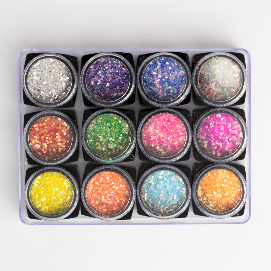 GLITTER - HEXAGON MIXED SET 12 COLORS