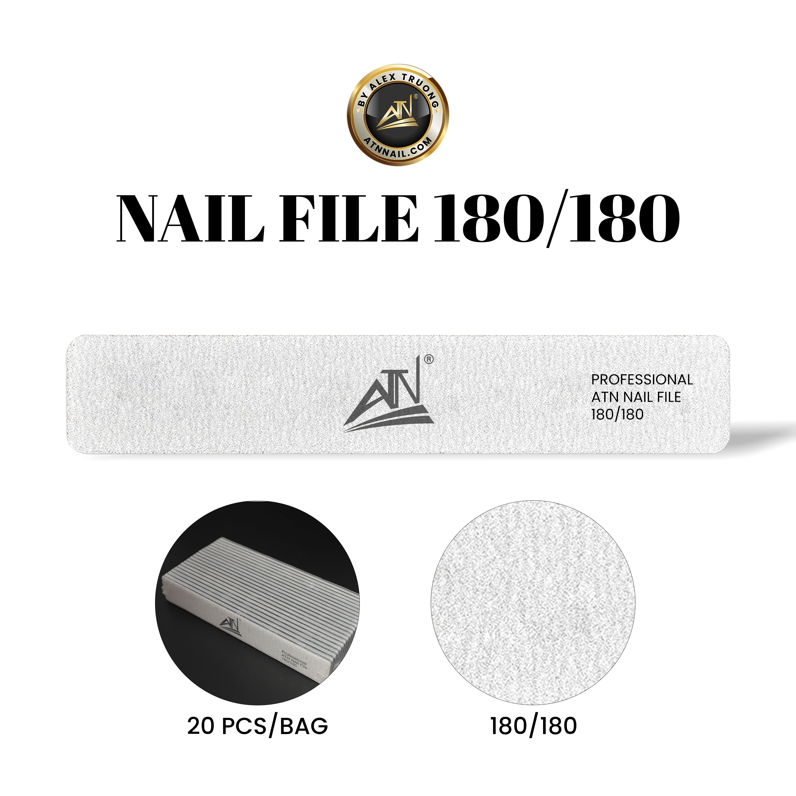 Nail File 180/180 - White (20pcs/Pack)