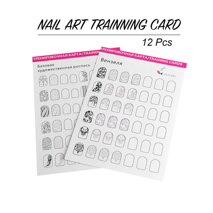 NAIL TRAINING CARD - PRACTICE & DRAWING CARD - 12 pcs