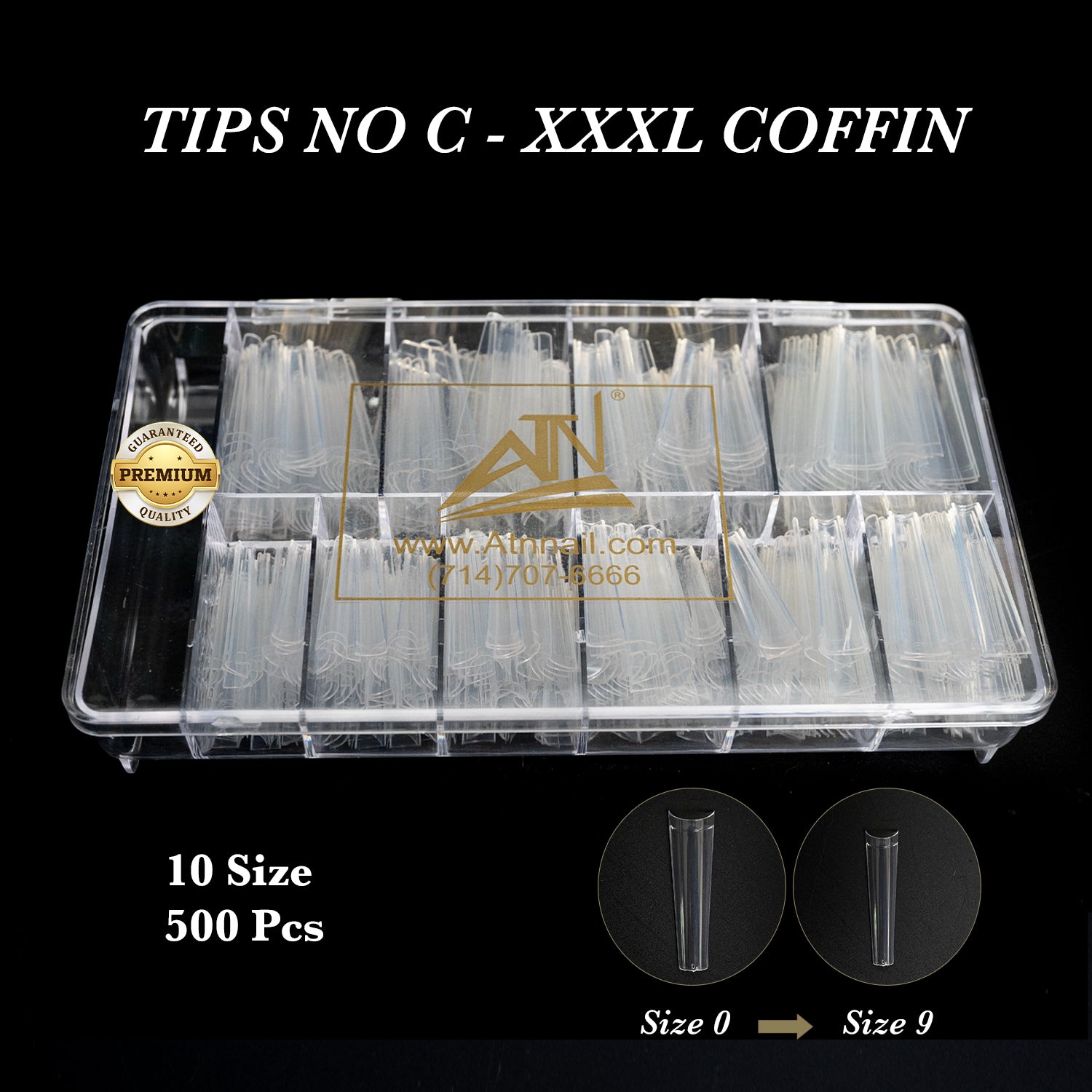 XXXL Coffin No C Tips (0–9)