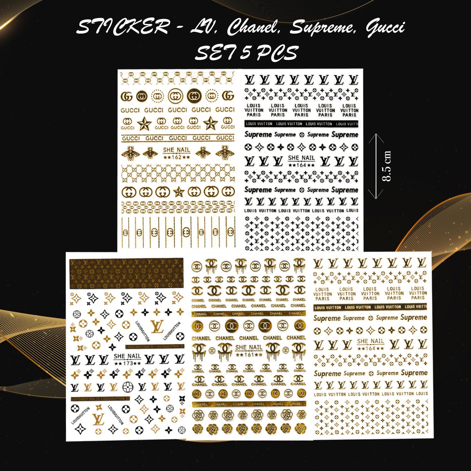 STICKER - LV, Chanel, Supreme, Gucci | SET 5 PCS