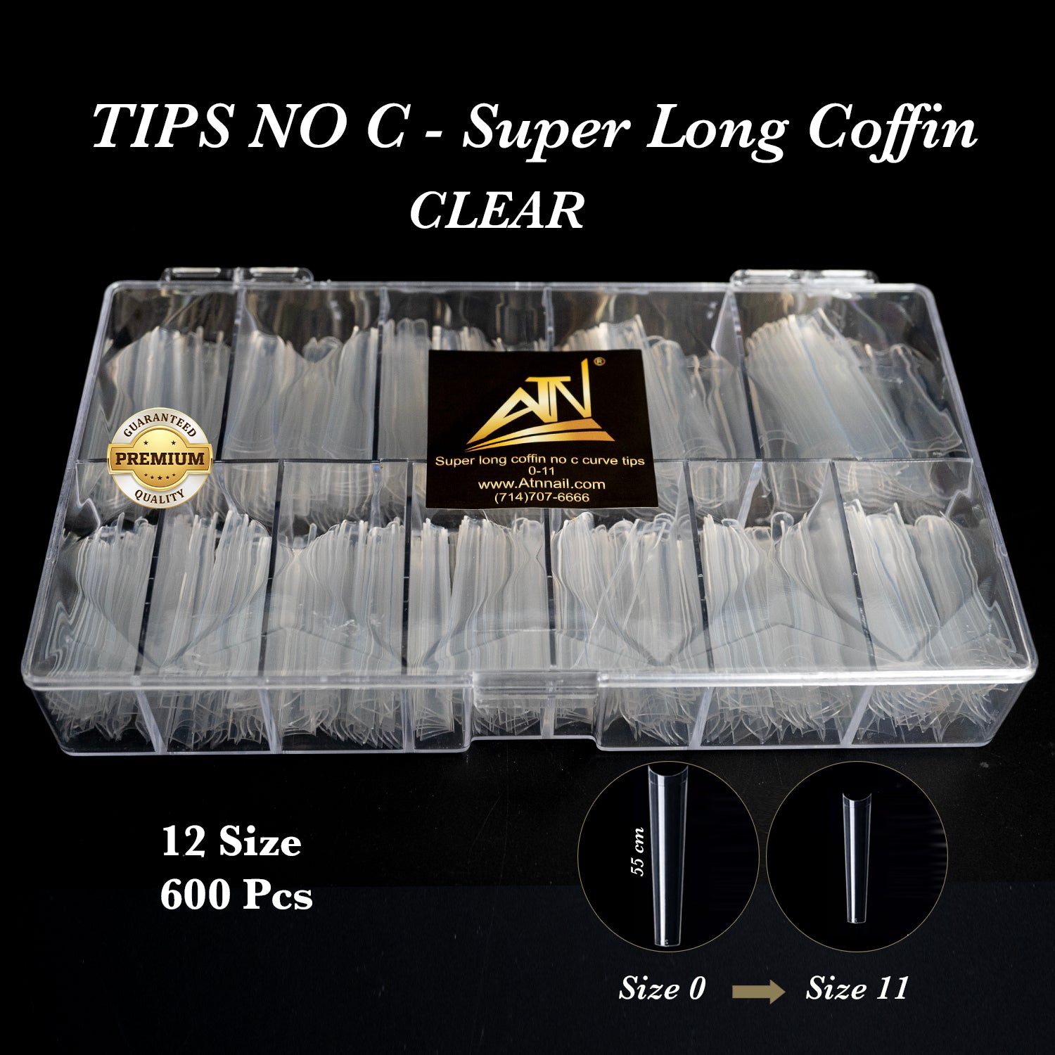 Super Long Coffin No C Curve Tips (0-11)