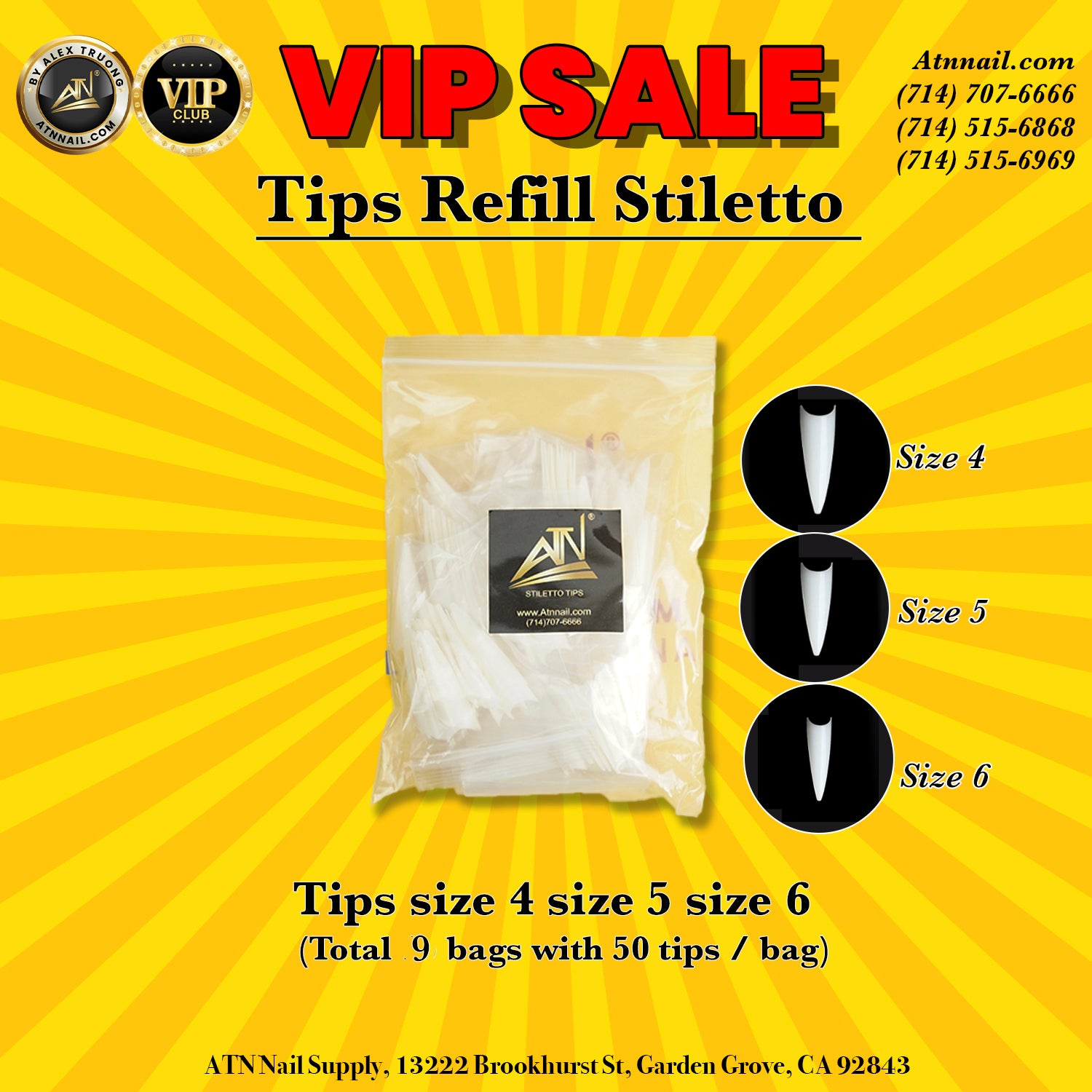 Stiletto Nail Tips Refill - 50pcs/Bag