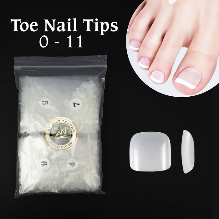 Toe Nail Tips Gel Ext- Natural - Móng úp cho chân | Size 0 - 11