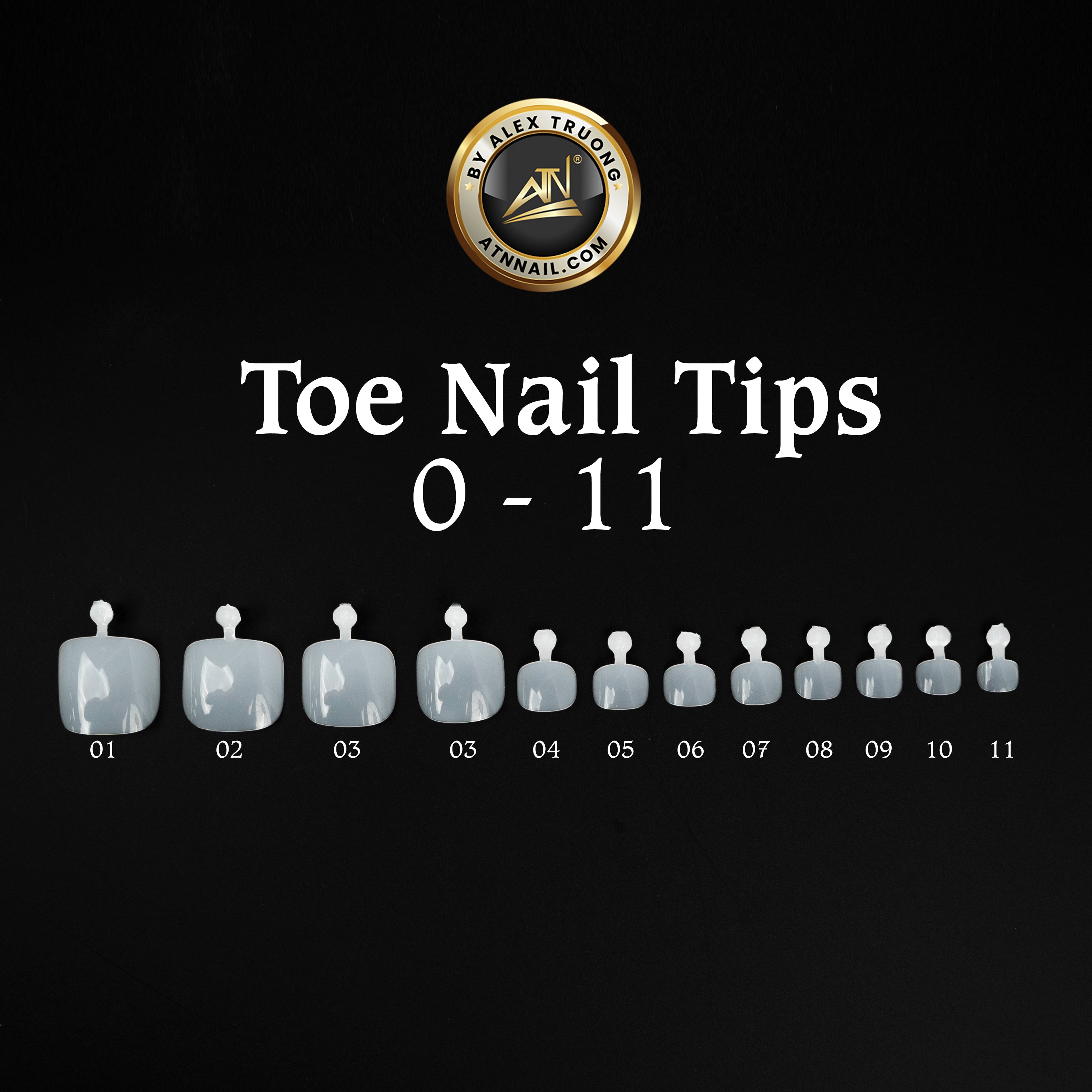 Toe Nail Tips Gel Ext- Natural - Móng úp cho chân | Size 0 - 11