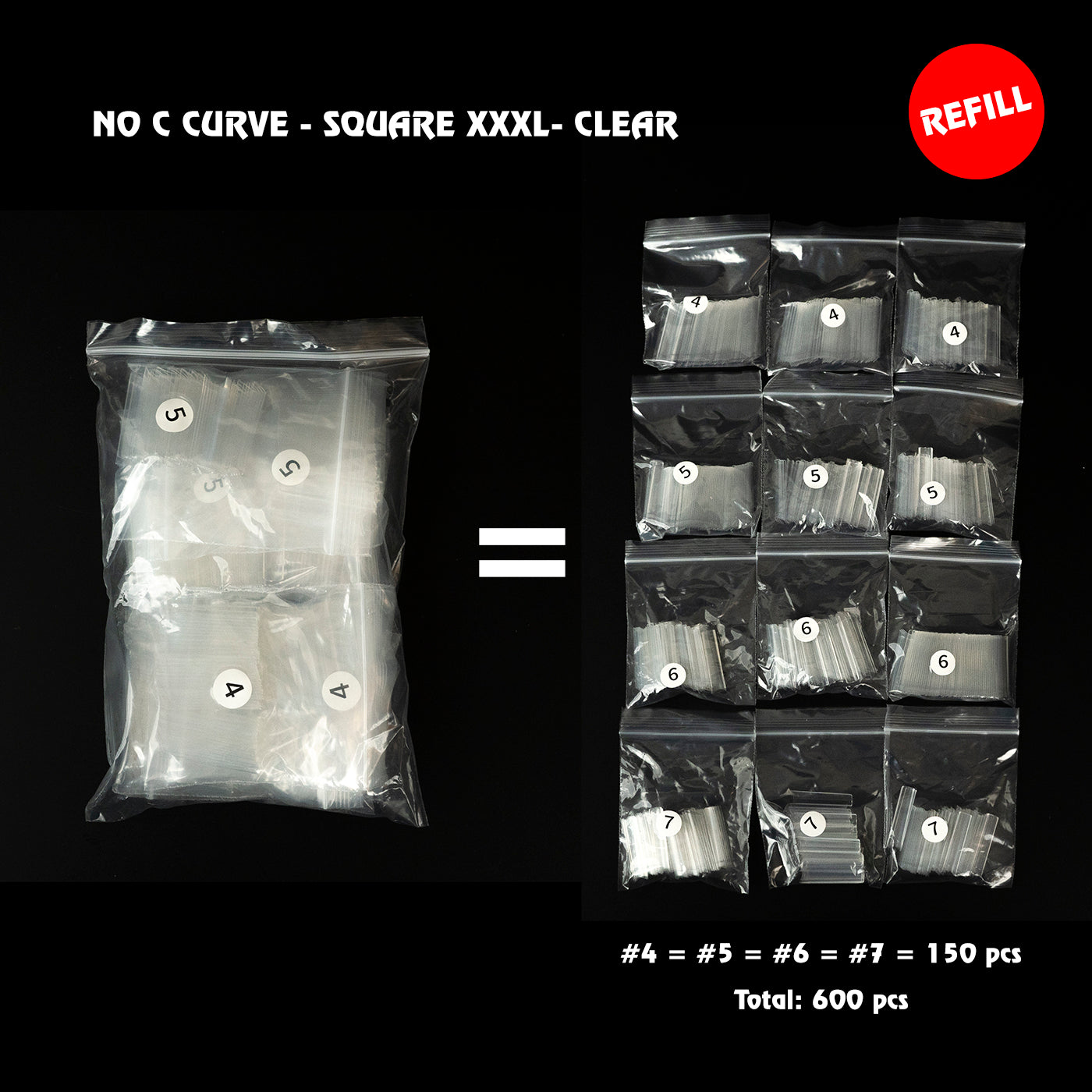 MÓNG NỐI KHÔNG CẦN REFILL - DÁNG VUÔNG CỠ LỚN
