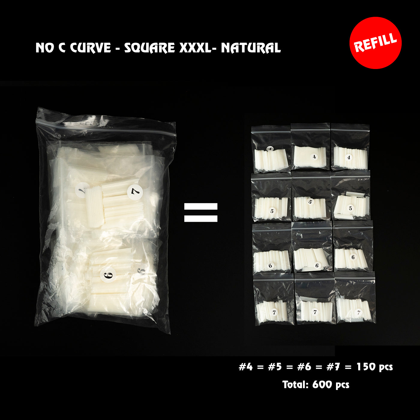 MÓNG NỐI KHÔNG CẦN REFILL - DÁNG VUÔNG CỠ LỚN